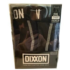 Dixxon Premium Boxer Briefs, Two-Pack, Size 2XL, Black With White Tattoo, NWT